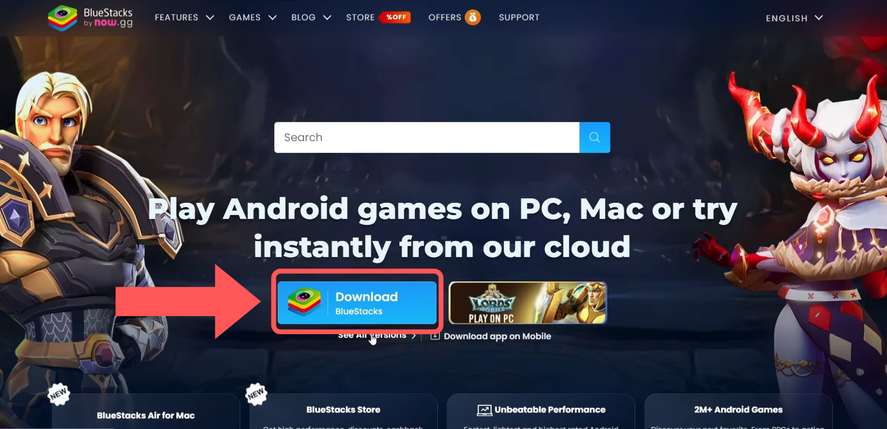 Download BlueStacks Button Highlighted