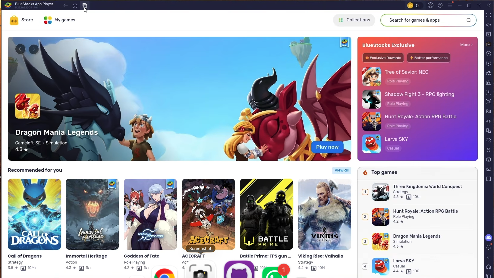 BlueStacks Home Screen UI